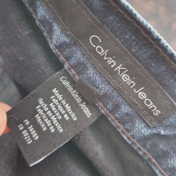 Calvin Klein Jeans Mens Size 34 x 32 Slim Straight Leg Blue Denim Low Rise Pants - Picture 7 of 11